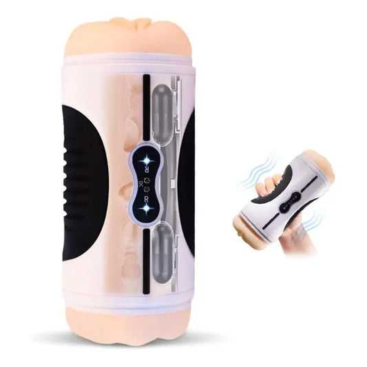Superbuyg™2 In 1 Two Motor 12 Vibration Pussy Anus Male Masturbator