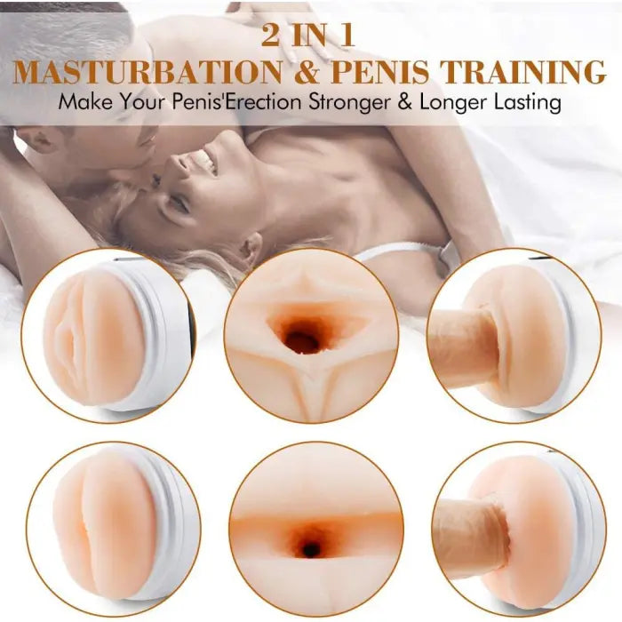Superbuyg™2 In 1 Two Motor 12 Vibration Pussy Anus Male Masturbator