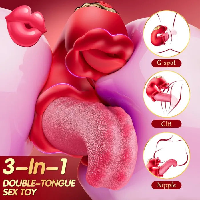 Superbuyg™ Twin Rose Tongue Teasing & Vibrating G-spot Vibrator