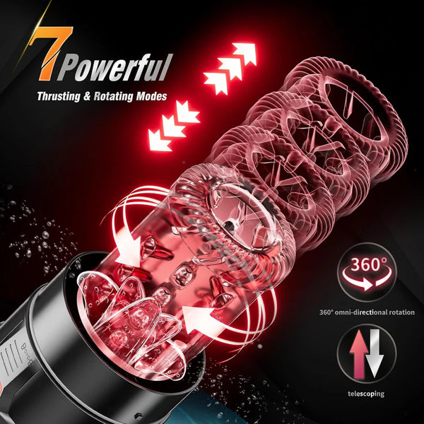 Superbuyg™Male Masturbator Penis Pump – 12-Level Vacuum, 7-Mode Thrusting, Rotating, Vibrating & Sucking with LCD Display