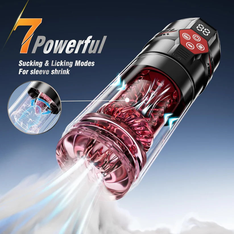 Superbuyg™Male Masturbator Penis Pump – 12-Level Vacuum, 7-Mode Thrusting, Rotating, Vibrating & Sucking with LCD Display